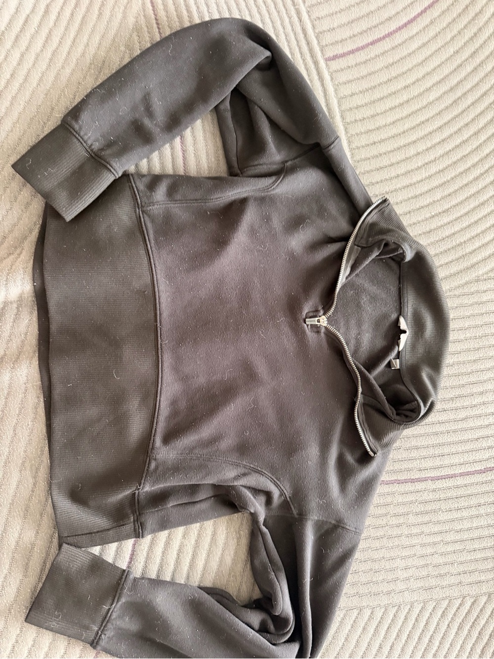 Quarter-Zip Black Pullover Hoodie